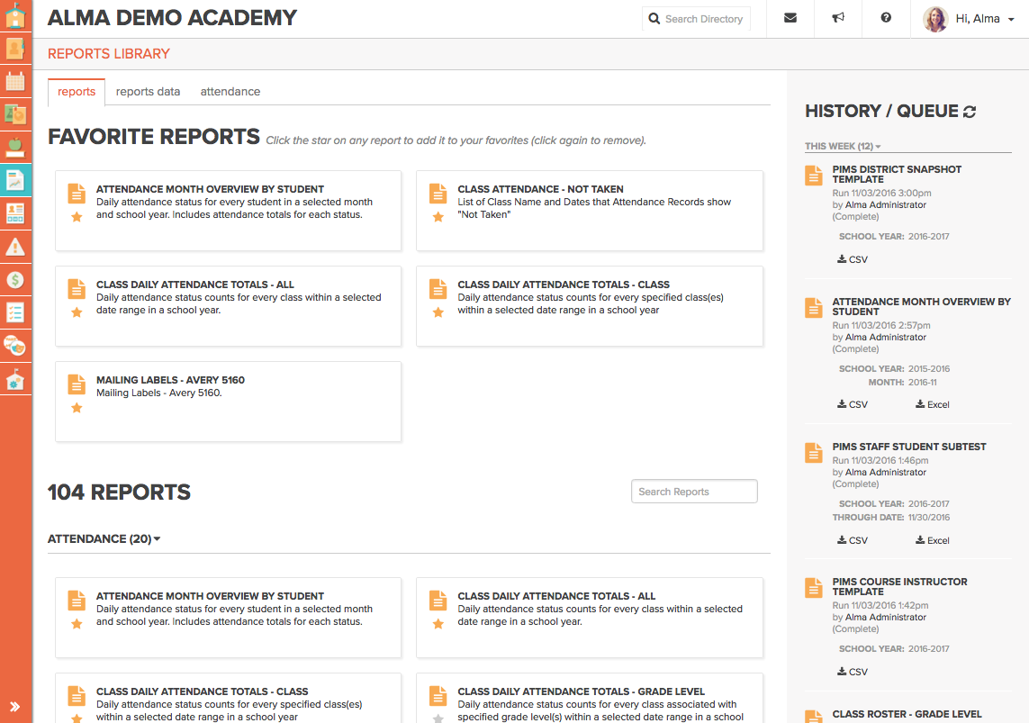 Report library dashboard