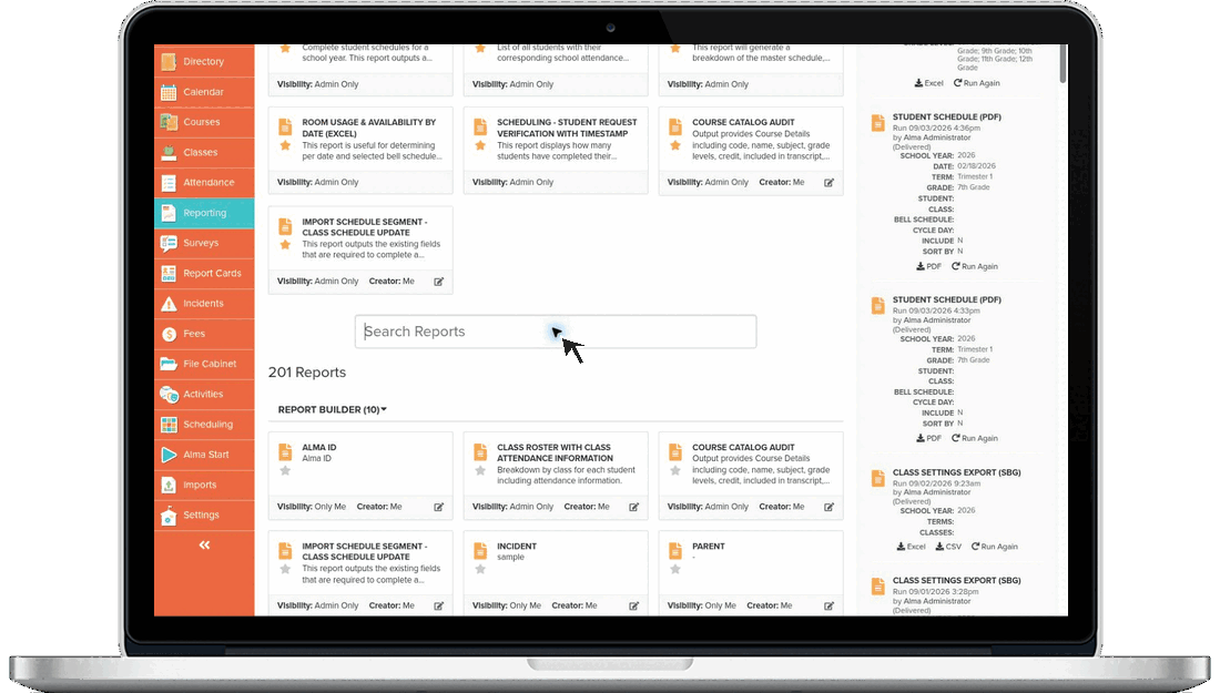 Alma reporting workflow in action